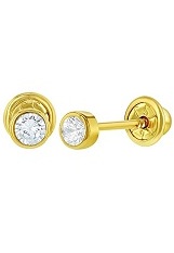 lovely itsy-bitsy round bezel screw back earrings for babies 